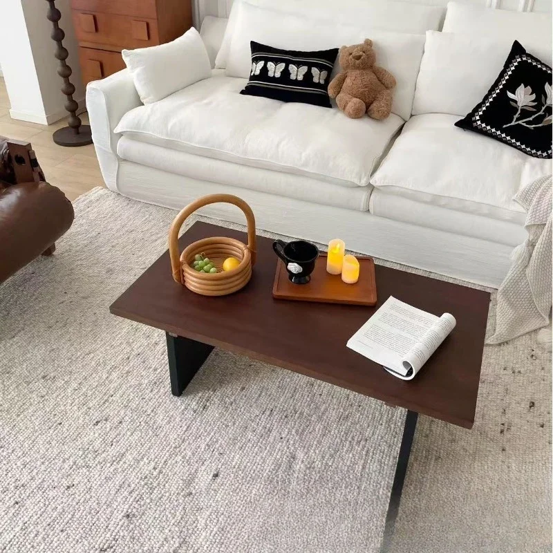 Nordic style solid wood coffee table medieval edge table modern simple living room home wabi sandy