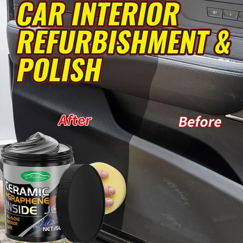 Car Interior Care Paste, Black Plastic Restorer, Improves Blackness & Gloss, Polishes and Brightens Auto Plastic
