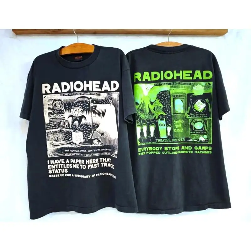 Vintage RADIOHEAD T Shirt L Fast Track Have A Paper Here Pablo Honey Reprint Tour