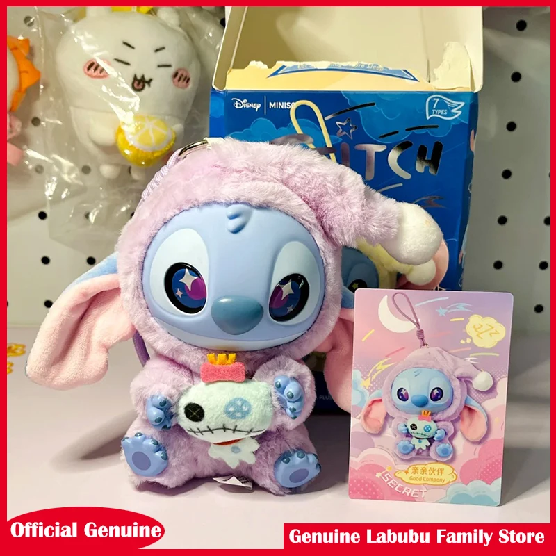 

Miniso Official Genuine Disney Stitch Vinyl Blind Box Toy Doll Pendant For Bag Mystery Series Sleep Before Eating Theme Gift