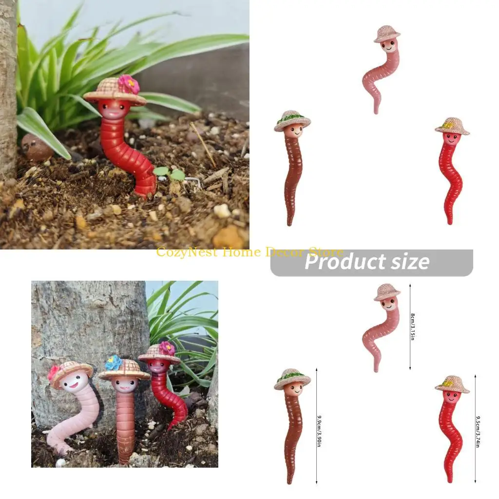 92MF Tiny Resin Caterpillars Sculpture Colorful Resin Figurine Perfect For Garden Pot Decors And Creative Mini World Crafting