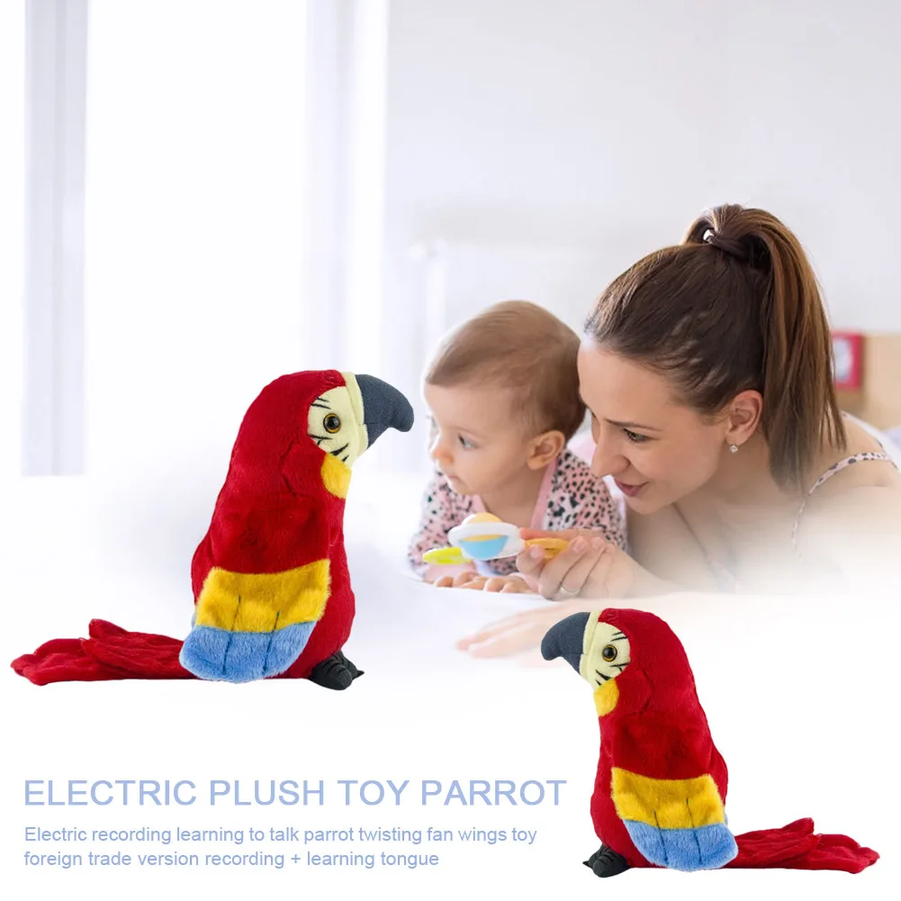 Cute Simulation Parrot Plush Toy Learn to Speak Sound Recording Waving Wing Doll Give Children Best Enlightenment Toy Gift