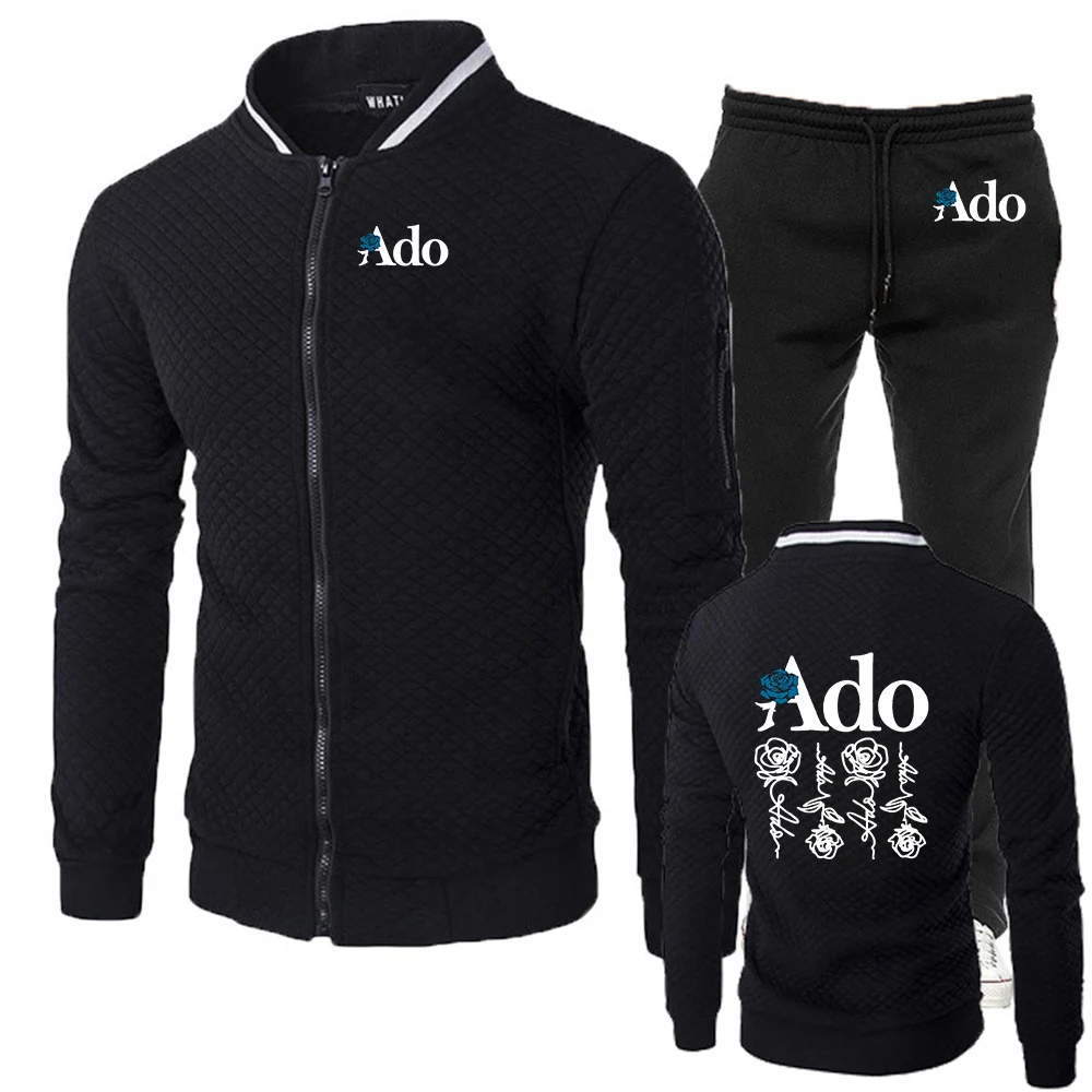 

Spring And Autumn Ado World Tour Logo Print 2026 Men's Slim Fit Round Neck Leisure Comfortable Hoodies Drawstring Pants Suits