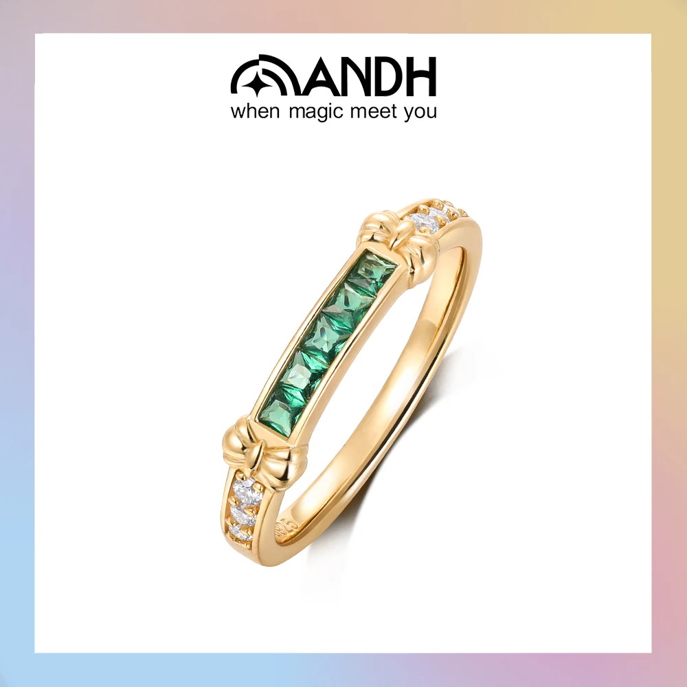 

Кольцо ANDH с выращенным в лаборатории изумрудом и муассанитом для женщин, серебро 925 пробы, позолота 14 карат, роскошные ювелирные изделия, кольца на день рождения и годовщину
