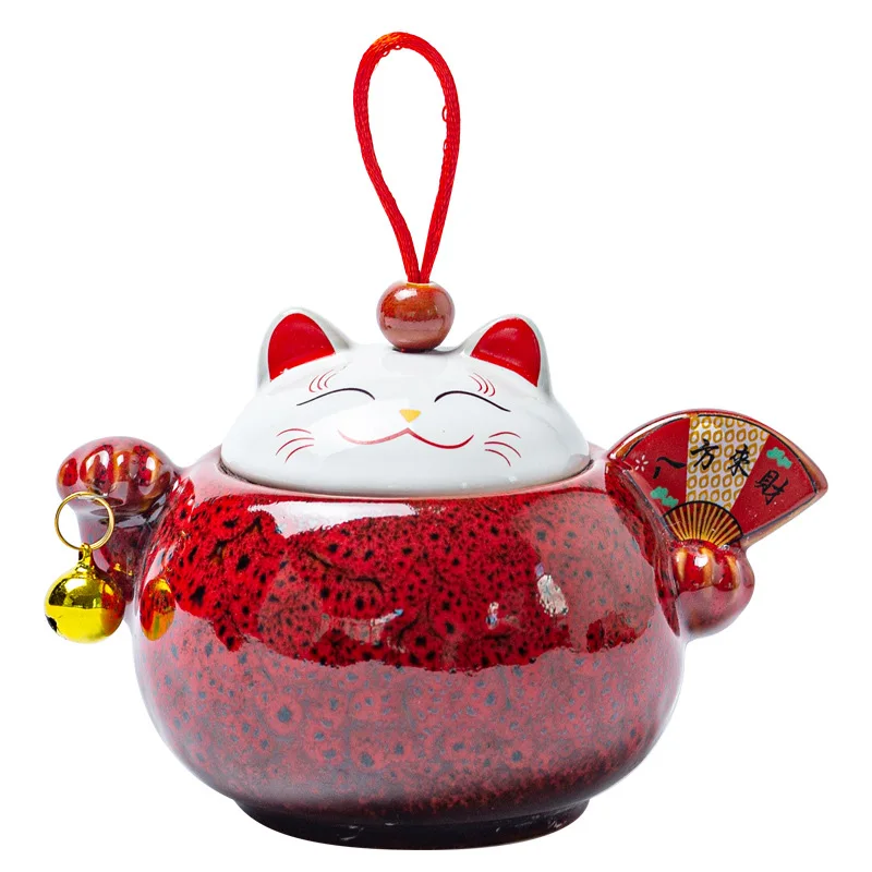 

Керамический чайник Lucky Cat, креативный герметичный чайник в виде животного, фотоемкость для кофе, емкость для хранения чая в гостиной, домашнее украшение