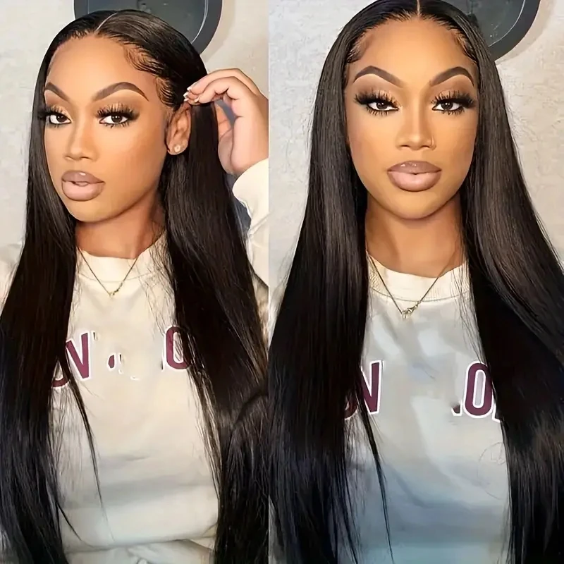 

Nauture Black 13x6 Lace Front Human Hair Wigs HD Lace Frontal Wig 13x4 Transparent Pre Plucked Bone Straight Wigs For Women