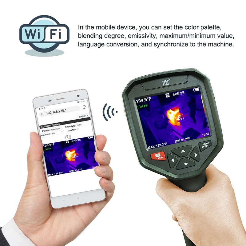 HT-A10 WIFI IR Infrared Thermal Imaging Camera Handheld Temperature Electrical Pipe Floor Automatic Tracking  Rechargeable HTA10