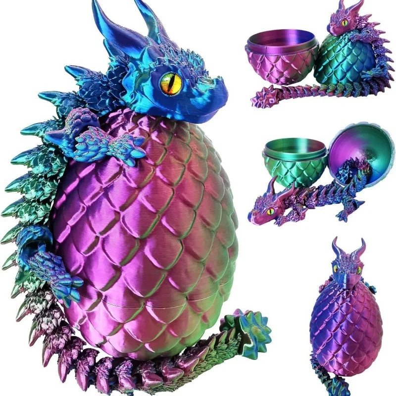 Double Horn Dragon Egg 3D Printed Articulated Joint Set Creative Puzzle Toy Children Birthday Gift Decor Ornament Decoration