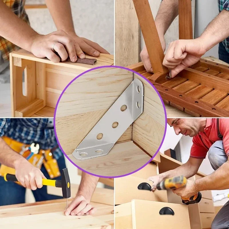 가구 코너 프레임 커넥터 50개, 패스너 코너 코드 하드웨어 액세서리, 캐비닛, 목재 테이블 및 의자 고정,