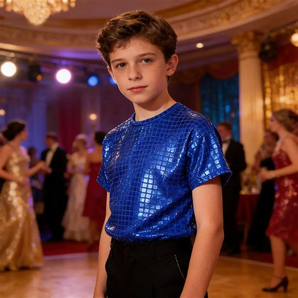 

Fashion Hip Hop Unisex Sequins Shirt Jazz Party Dance Top Disco Stage Performance Performance Dancewear Boys Girls