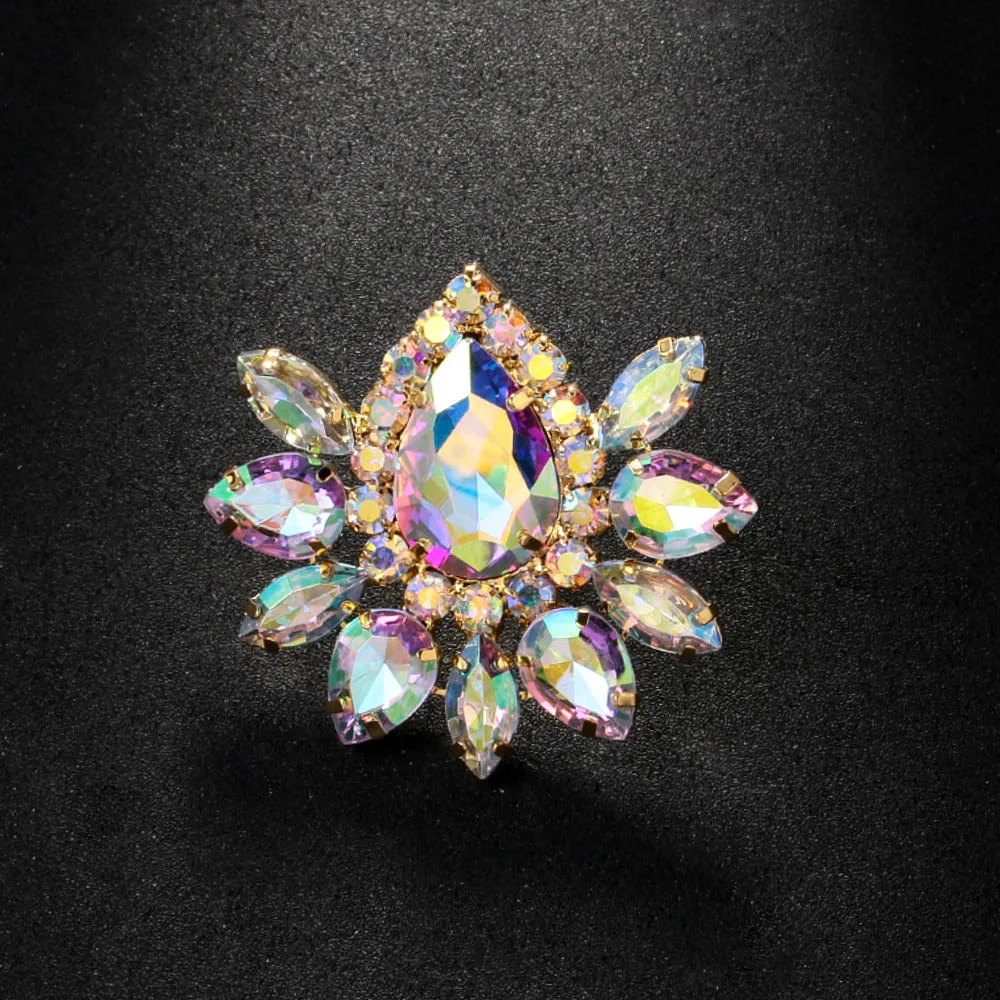 Stonefans Colorful Exaggerated Geometric Rings Adjustable Drag Queen Fashion Water Drop Rhinestone Finger Ring Handmade Jewelry
