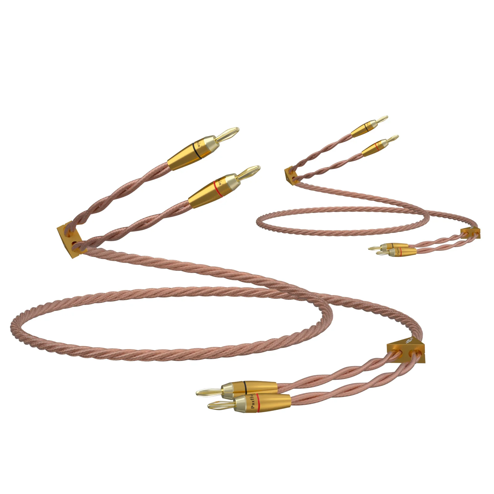 Preffair 10FT HiFi Speaker Cable, 13/14/15AWG OFC/OCC Copper Shielded Wire with Gold Plated Banana/Y Spade Plugs, Braided Sleeve