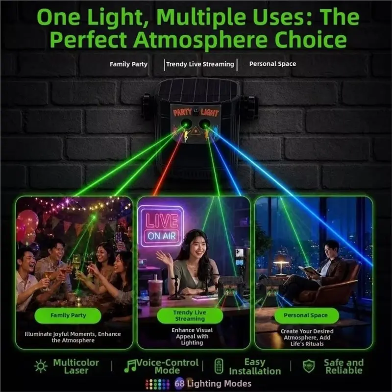 B08B-Disco Stage Effect Light Portable Party Disco Dj Disco Light Sound Ultra-Bright Christmas Rechargeable