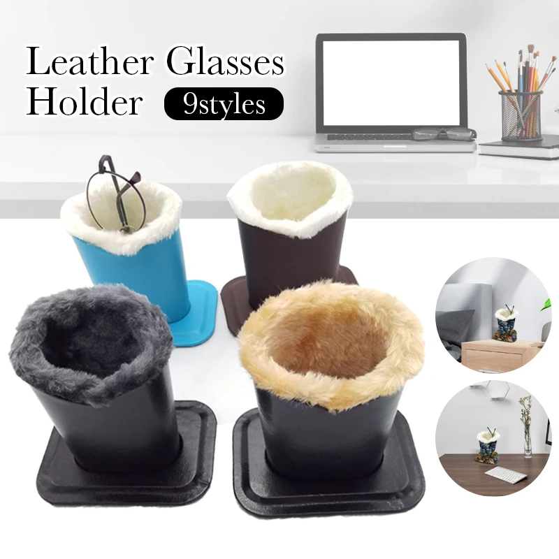 Retro PU Leather/Jacquard Fabric Eyeglass Holder Plush Lined Sunglass Pen Holder Organizer Stand Soft Plush Lining Glasses Case