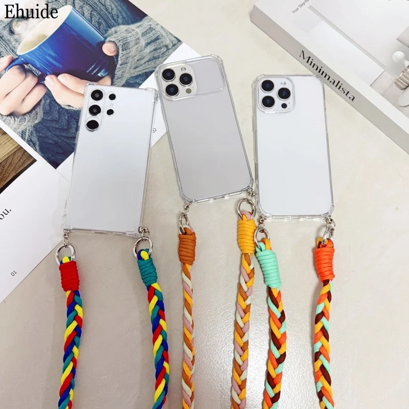 Braid Lanyard Hülle für Samsung Galaxy S26 Ultra S25 FE S22 S21 S20 S23 S24 Plus A17 Crossbody Cord Strap Soft TPU Clear Cover