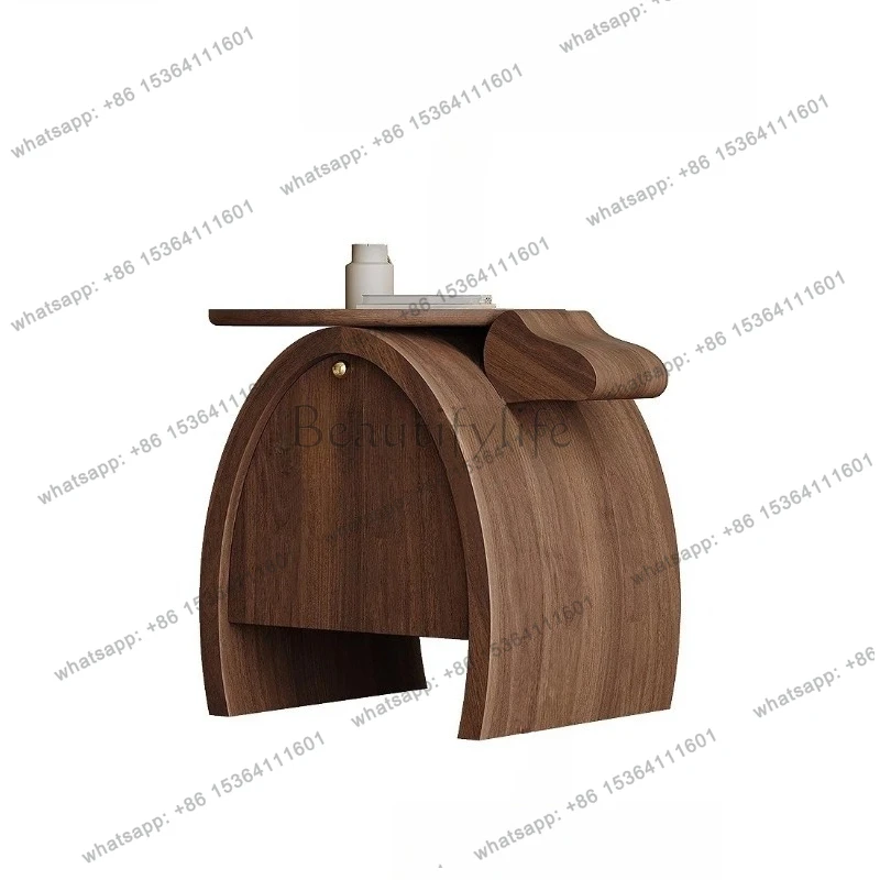 Modern Minimalist Light Luxury High-End Sofa Side Table Vintage Black Walnut Creative Living Room Small Coffee Table