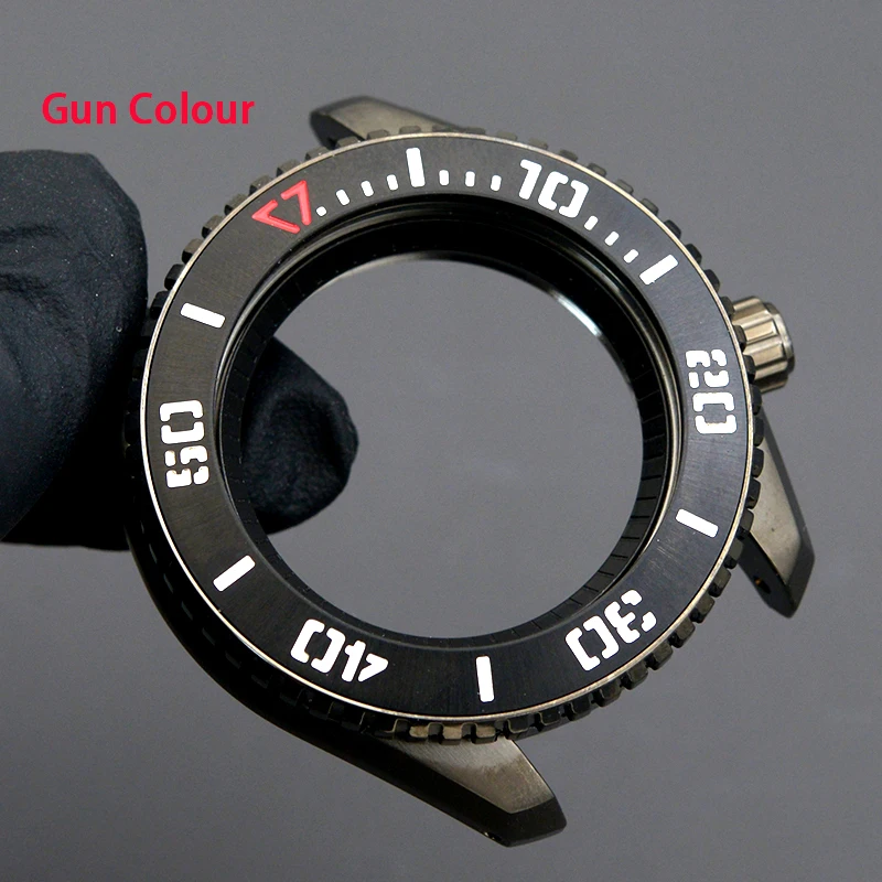 Mod NH35 Gun Colour Watch Case Fit Japan NH34 NH35 NH36 4R 6R Sapphire Glass Diver Watch Case Watch Repair Parts