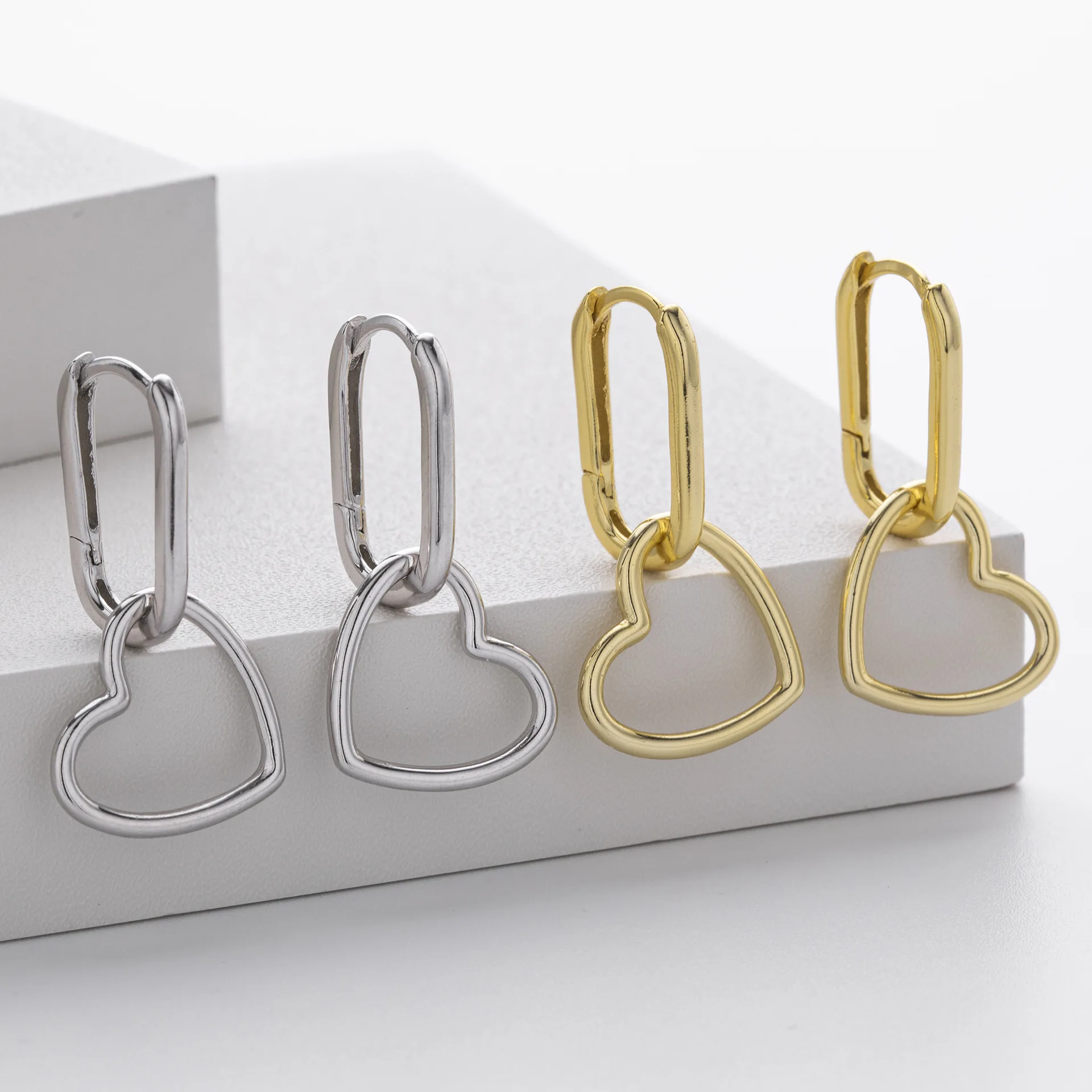 Withered Jewelry Earrings Women's Earrings Ear Cuffs S925 Sterling Silver Earrings Heart-shaped Ear Clasp