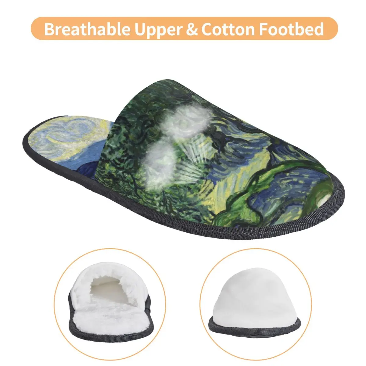 Custom Vincent Van Gogh Art House Slippers Women Soft Memory Foam The Olive Trees Slip On Bedroom Slipper Shoes