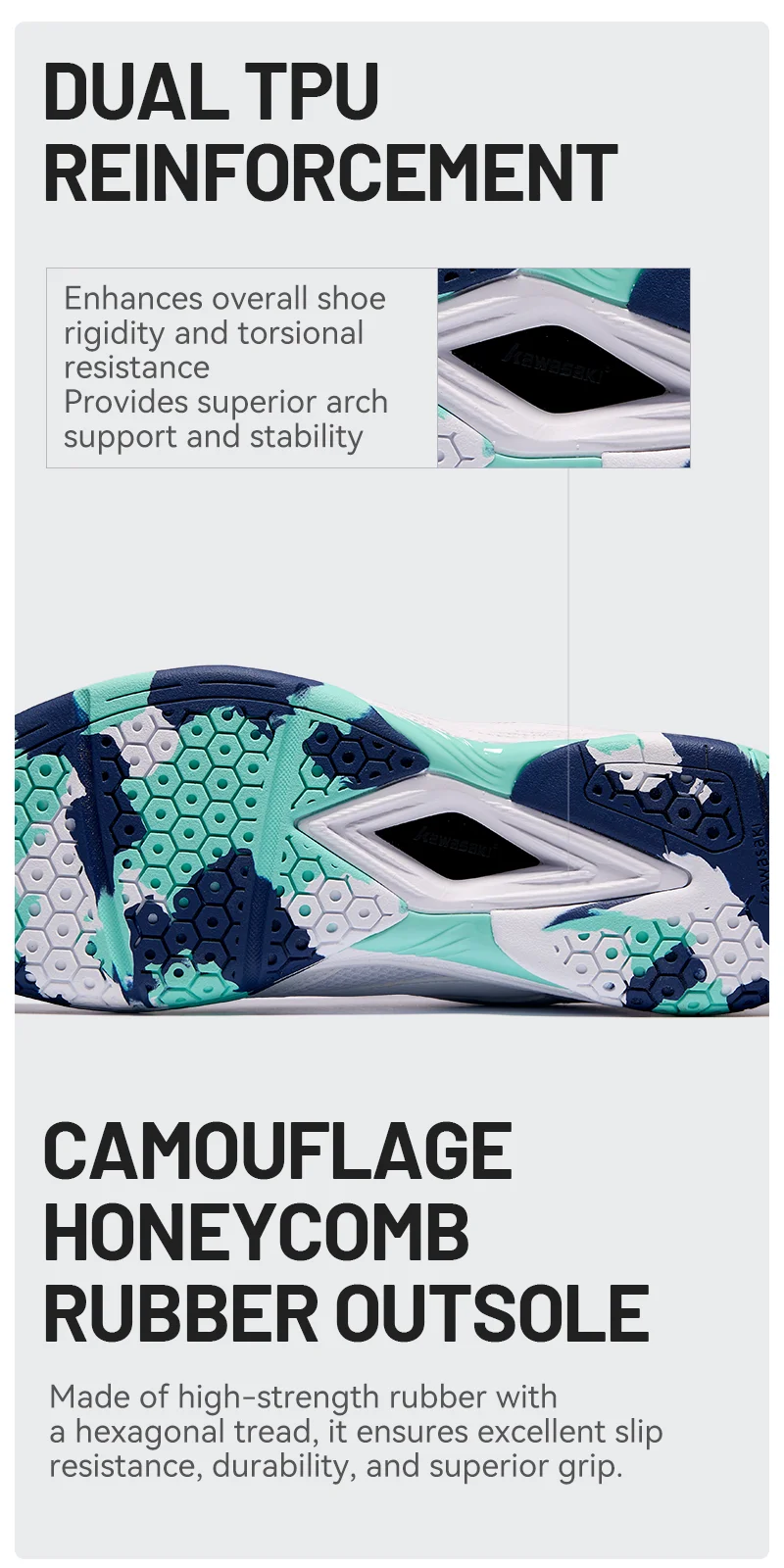 Kawasaki Herren Badminton Schuhe Professionelle Sportschuhe für Frauen Atmungsaktive Indoor Court Sneakers K-086 – Detail 8