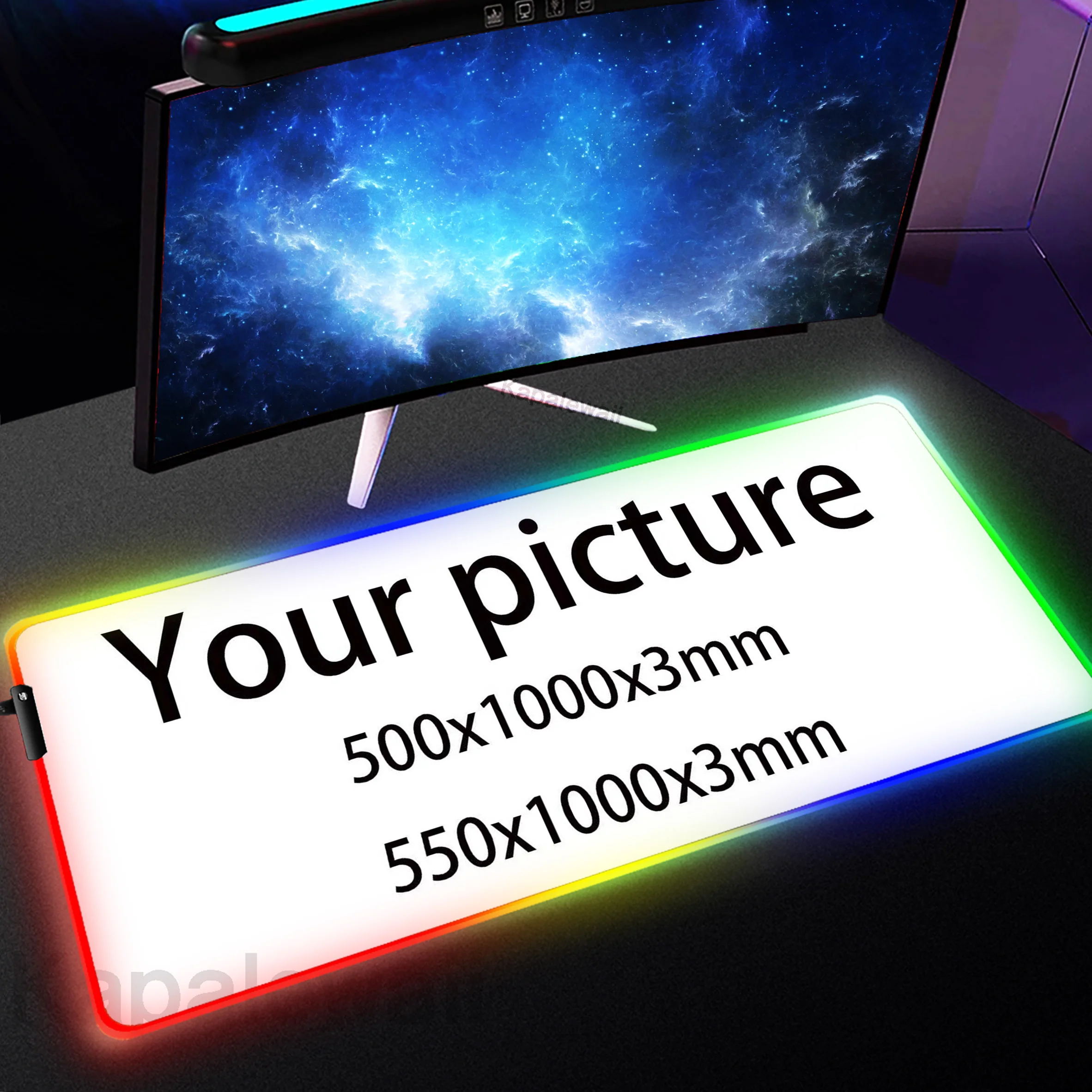 

RGB Custom Playmat 1000x550mm Mouse Pad Playmat LED Image Tabletop Gaming Deskmat,Custom Game Mat Printing HD,Personalized Gifts