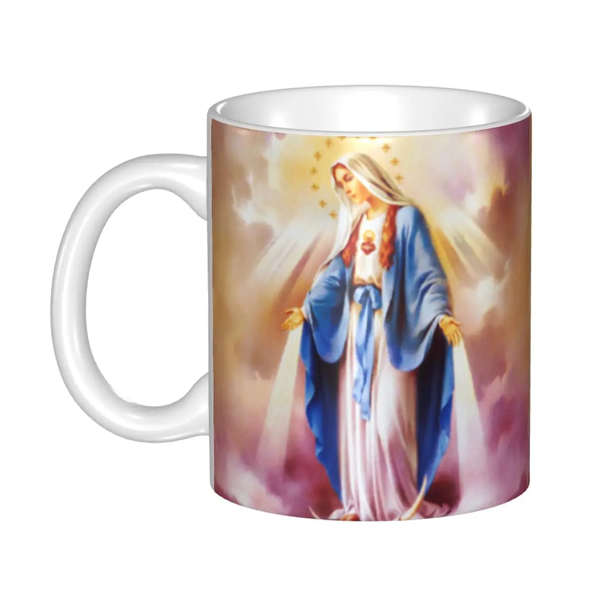 

Personalized Catholic Virgin Mary Coffee Mugs DIY Our Lady of Guadalupe Ceramic Tea Milk Cup