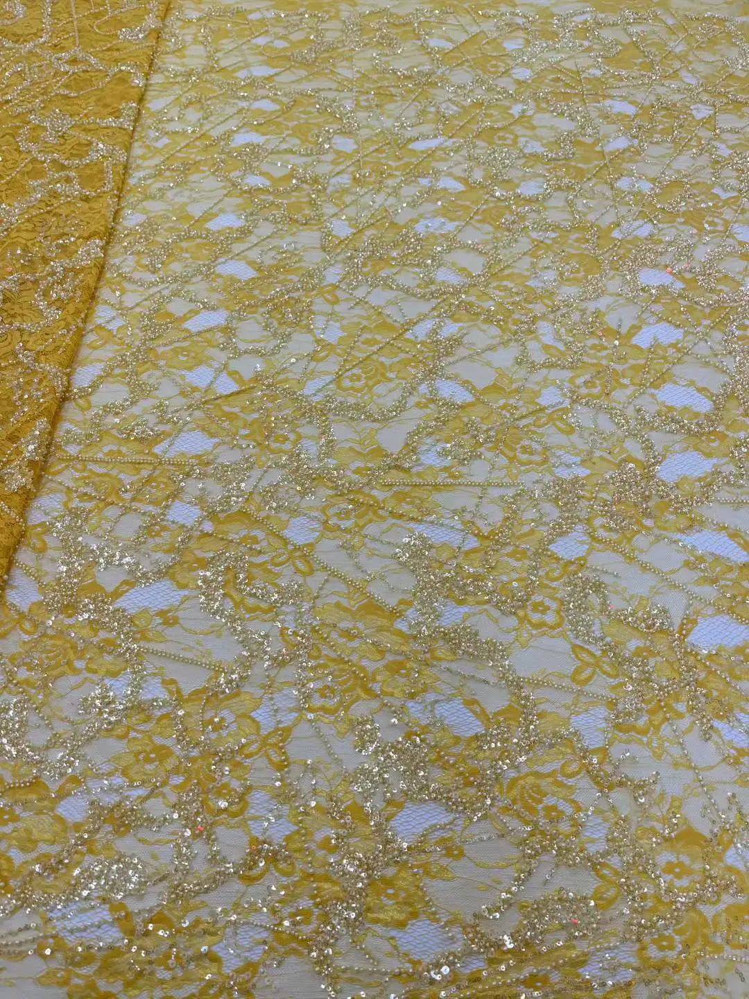 5 Yards African Bridal Lace Fabric with Sequins Beaded Embroidery High Quality French Tulle for Wedding Groom Nigerian Style
