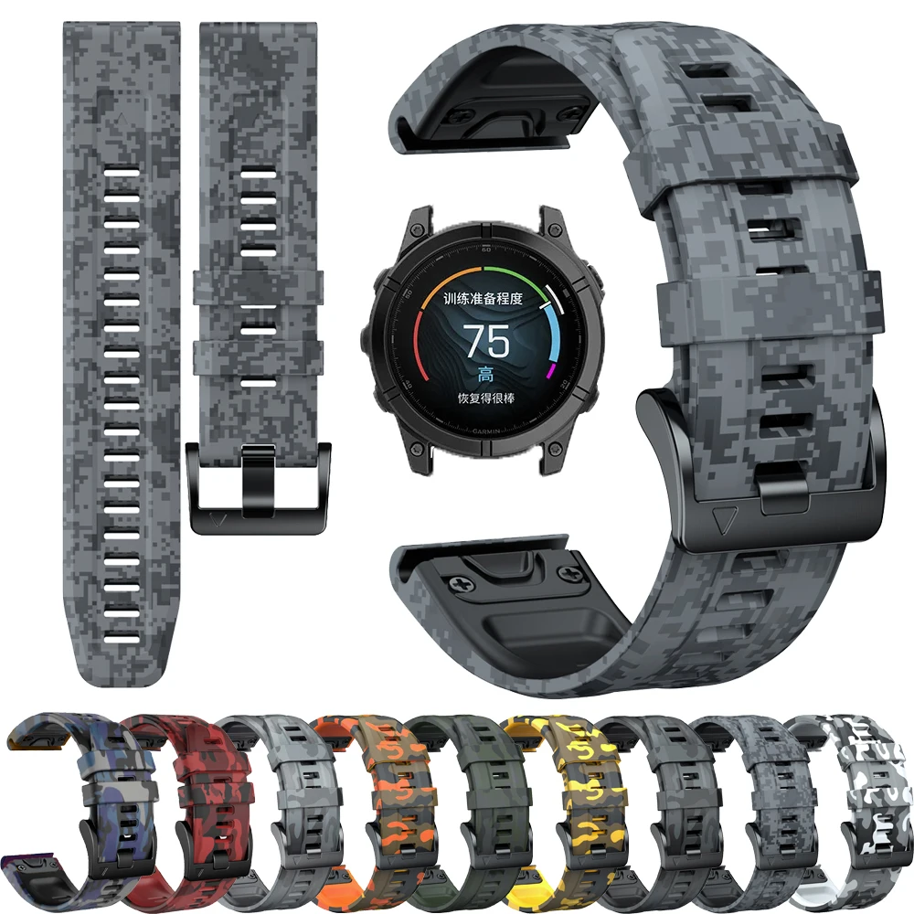 Quickfit 22 26mm Strap Watchband For Garmin Fenix 7X 7 6 6X Pro 5X 5 Plus 3 HR Silicone Bracelet Epix Gen 2 Painted Accessory