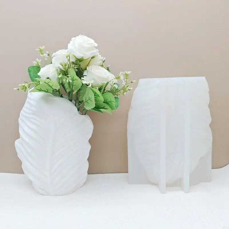 85LF Concrete Moulds Plant Pots Mold Leaf Pattern Hand-making Silicone Molds Silicone Material for Making Flowerpot Vase