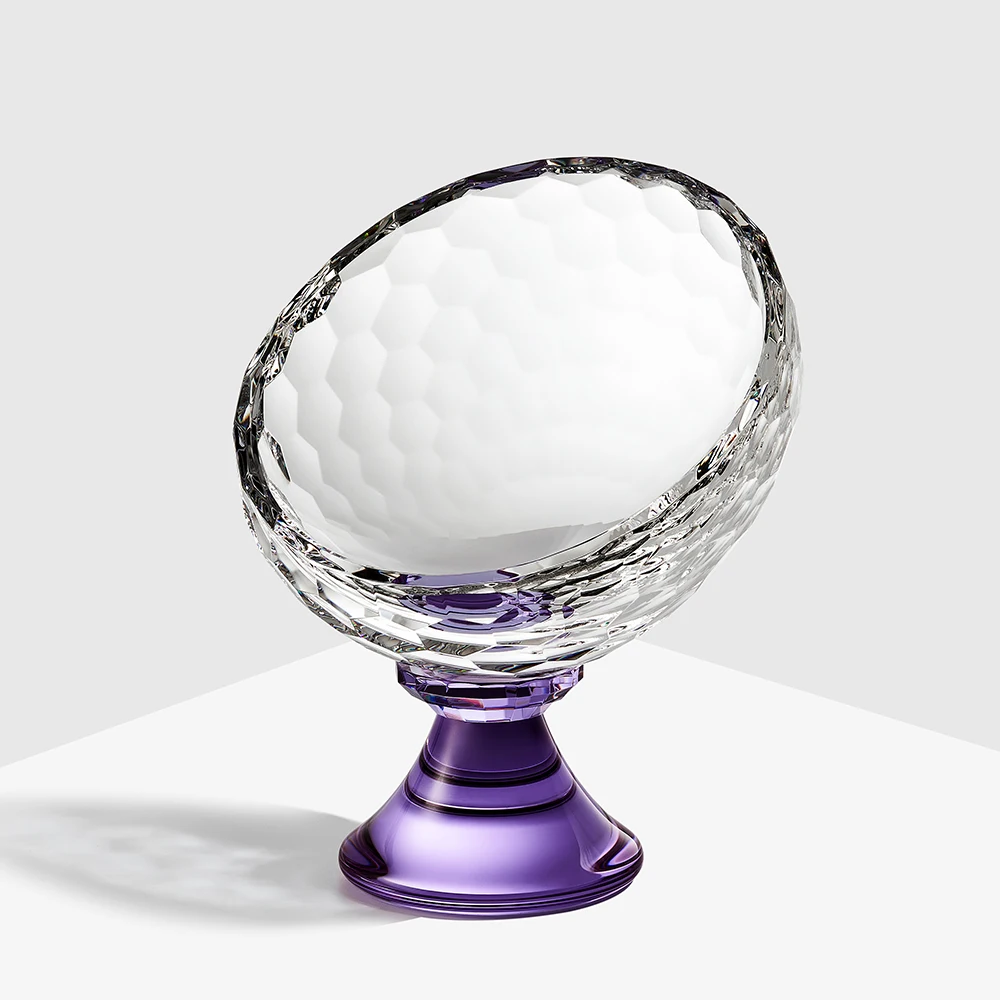 New Design Creative Dessert Bowl Bohemian Style Purple Crystal Glass Fruit Bowl Dinner Plate