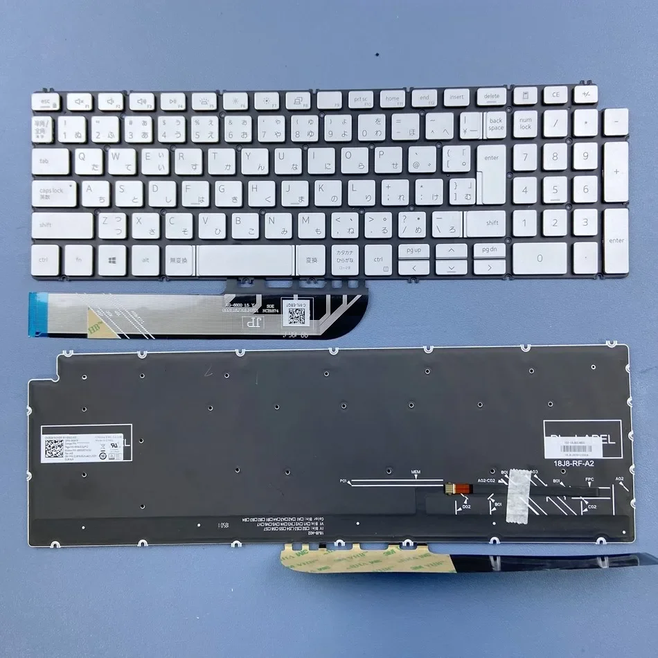 Keyboard Backlit Jepang untuk DELL Inspiron 7500 7501 7506 7590 7591 7706 7791 2-in-1 DP/N:05D4Y9 5D4Y9 perak