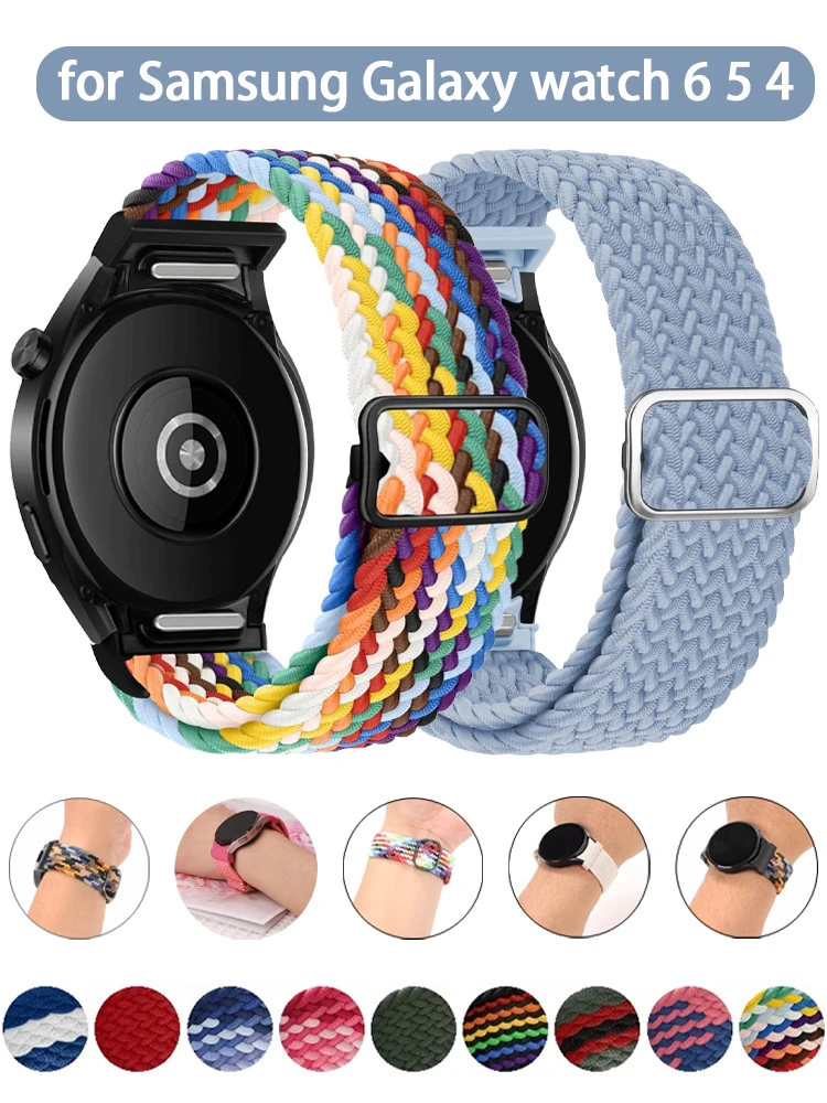 

No gaps braided Band For Samsung Galaxy Watch 4 5 6 44mm 40mm/5 pro 45mm One Click 20mm bracelet Galaxy 6 Classic 47 43mm Strap