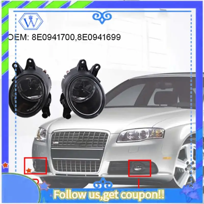 

M46K-Front Bumper Fog Light Lamp & Fog Light Grille Black ABS Automotive Supplies For A4 B6 2000-2005