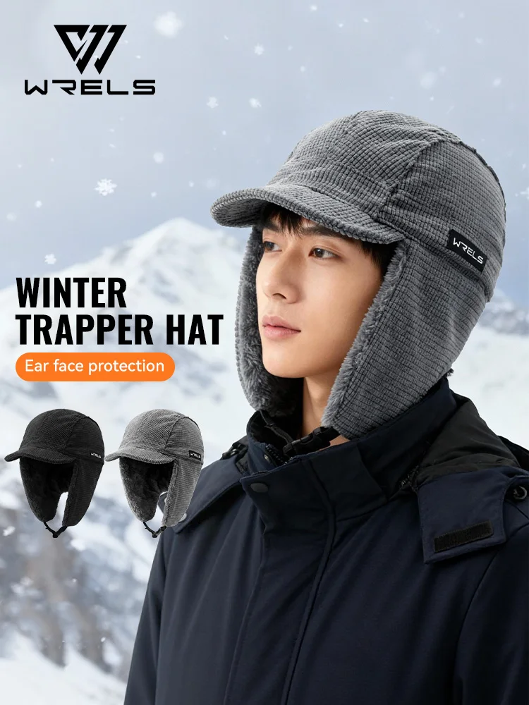 AliExpress WRELS Winter Trapper Hat Windproof Warm Ear Protection Cycling Hat Cap with Ear Flaps Thick Warmer Motorcycle Hunting Hat
