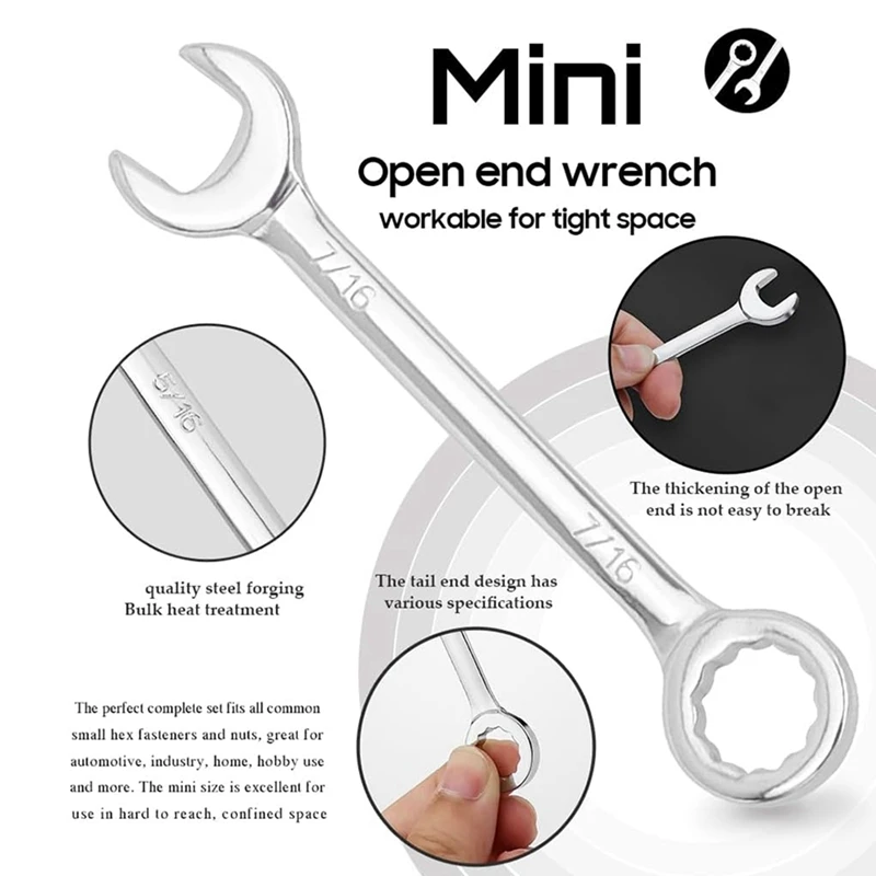 AD23-20 قطعة مجموعة مفاتيح ربط مفتوحة، مجموعة مفاتيح ربط صغيرة متري SAE رفيعة، مفاتيح ربط بسقاطة متعددة الوظائف
