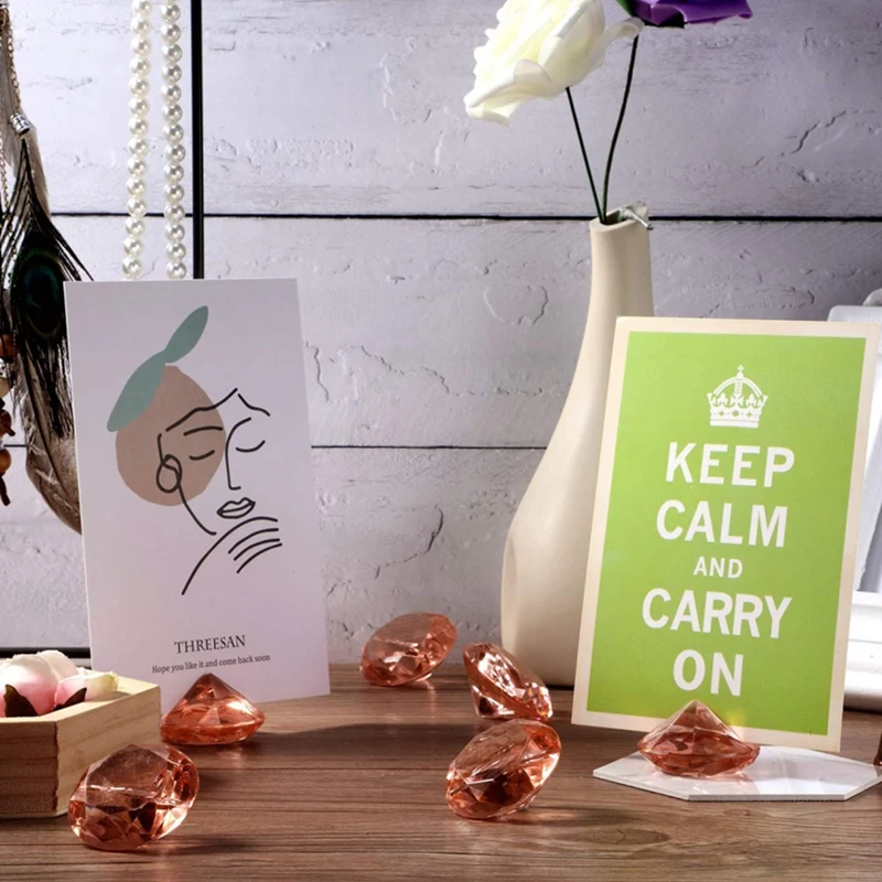 Top-Place Card Holders Harp-Clip Table Number Holder Diamond Acrylic Crystal Table Card Stands For Wedding Table Decorations