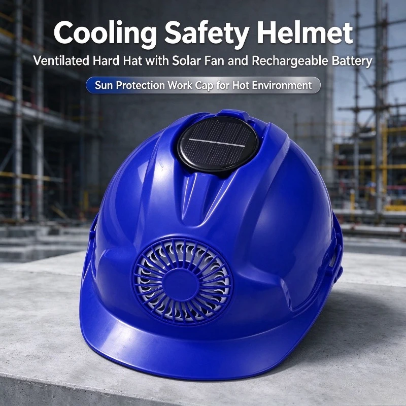 Cooling Safety Helmet Ventilation Solar Fan Helmet Hard Hat Rechargeable Ventilated Hard Hat Sun Protection for Work