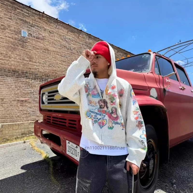 Street Dance Clothing American Retro Gothic Rock Letter Printed Hoodie Hooded Harajuku Loose and Versatile Sports Shirt