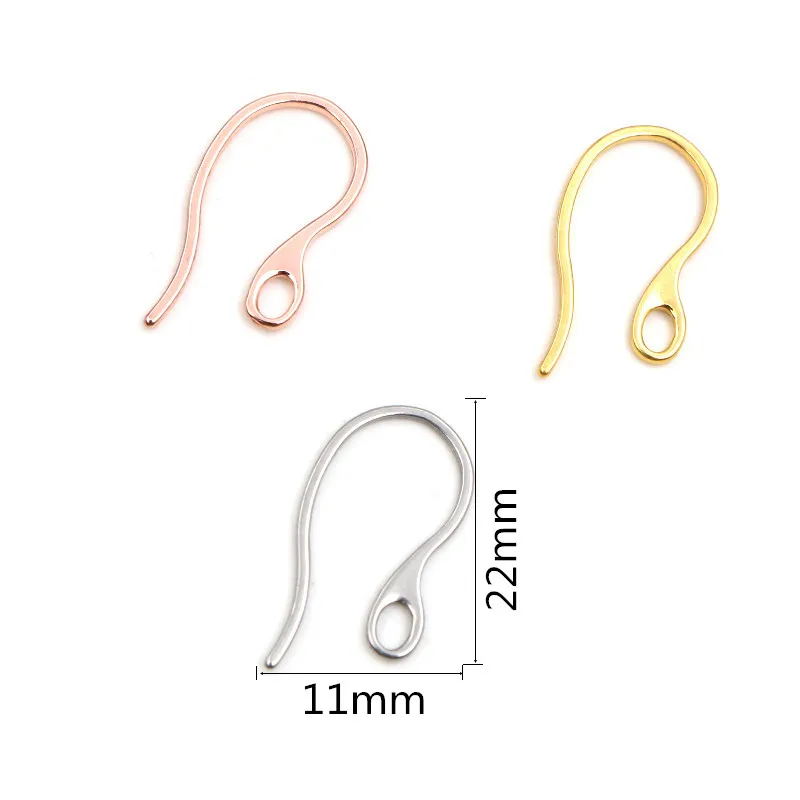 20pcs 22x11mm 316 Stainless Steel Gold Rose Gold DIY Earring Hooks Wire Settings Jewelry Making Findings Supplies