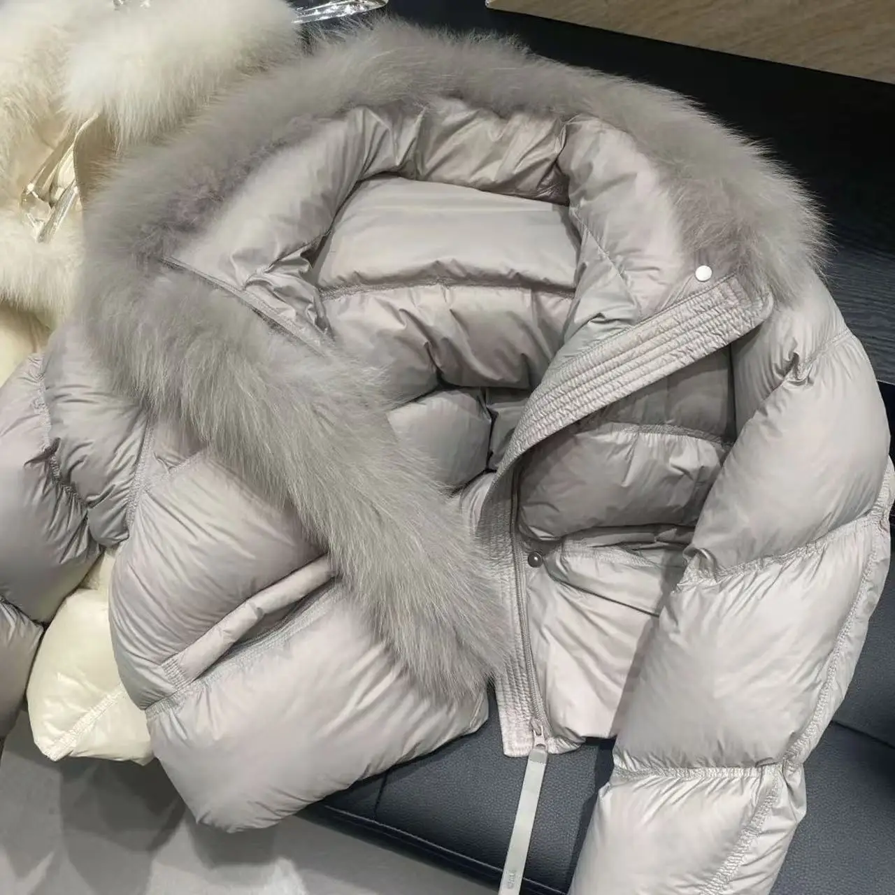 3-15 Years Kids Winter Coat Thickened Down Jacket With Fur Collar Fashionable Gray Outerwear for Girls 100-170CM