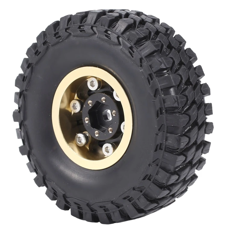 54Mm Tire 1.0 Brass Beadlock Wheel Rim Deep Dish Negative Offset 3.15Mm For 1/24 RC Crawler Car Axial SCX24 Parts