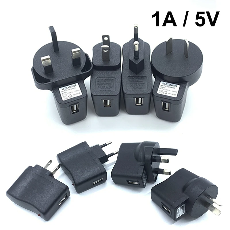 USB Charger 5V 1A Micro Wall AC to DC Charging EU US UK AU Universal Power Adapter Supply 100V-240V Output