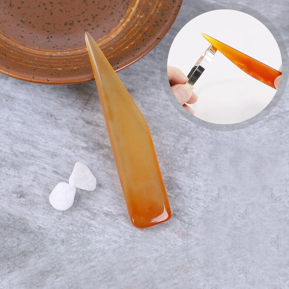 1pc DIY Handmade Leather Tool Accessory Natural Agate To Rub Leather Edge for Scoring Folding Creasing Paper Leather Crafts