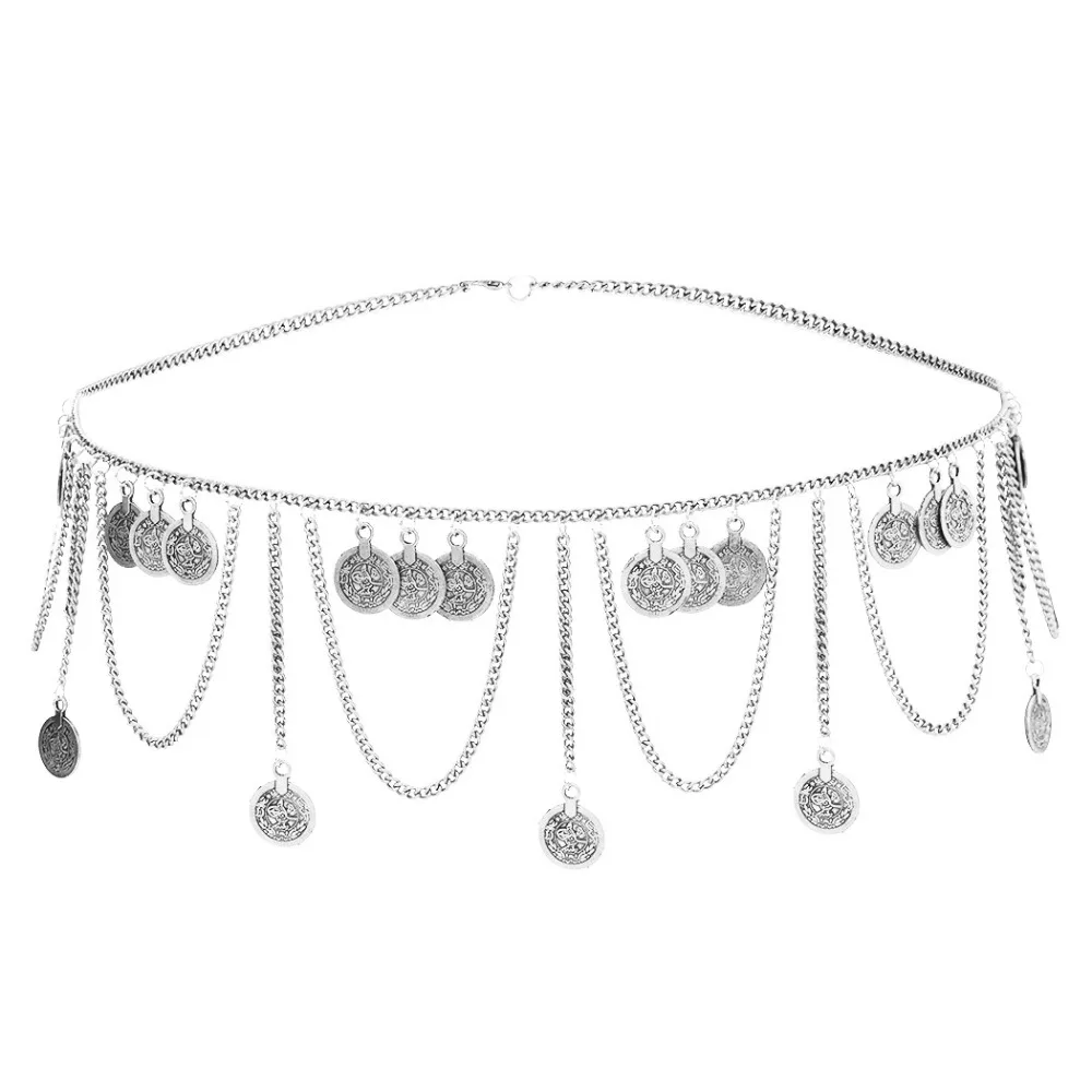 

Fashion Coin Pendant Metal Body Chain Jewelry Belt Tassel Waist Chain Bohemian Style Waist Jewelry Belly Dance Body Chain Beach