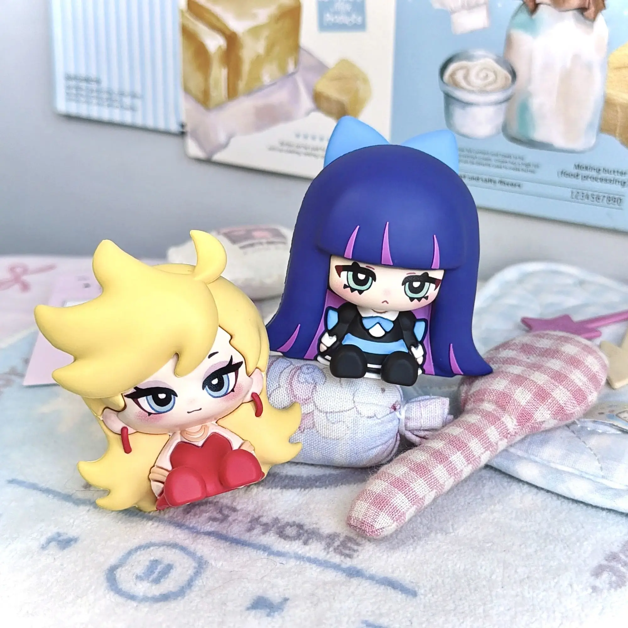 Anime-Figur Panty & Stocking mit Strumpfhalter, niedliches Figurenmodell, Q-Version, PVC, Schreibtischzubehör, Geschenkkollektion, Spielzeug