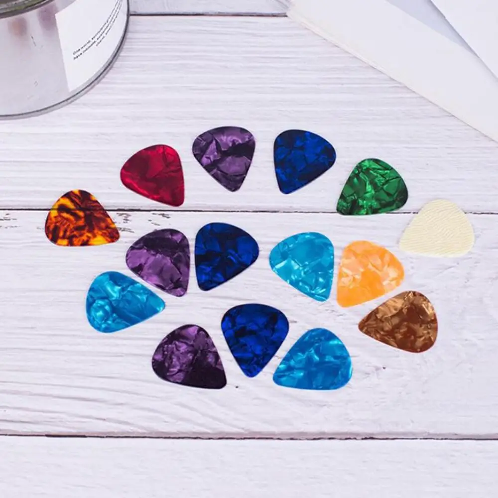 10Pcs Celluloid Guitar Picks Smooth Surface Thickness 0.46/0.71/0.96mm Acoustic Guitar Picks with Pick Holder Bright Colors
