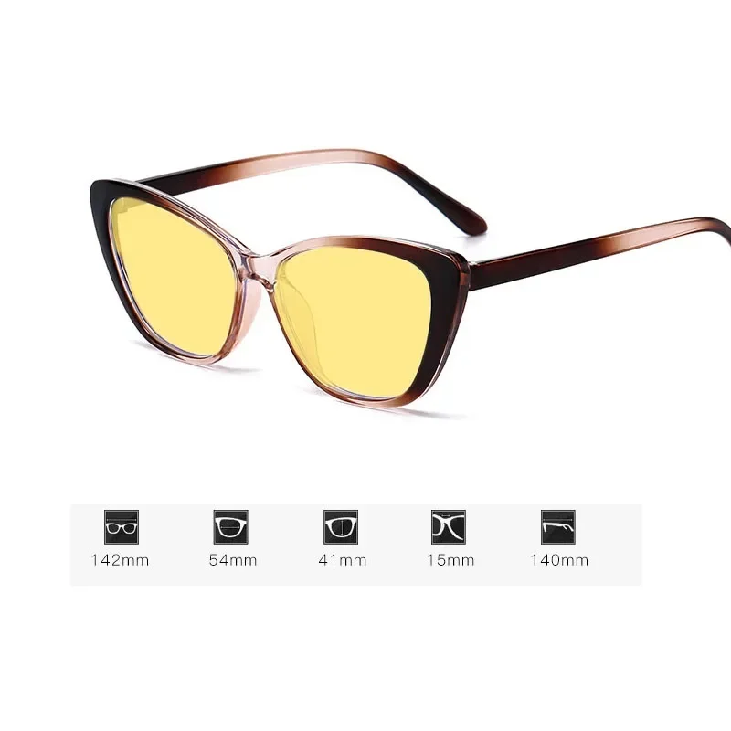 Ultra-light Near Sight Eyewear Fashion Cat Eye Night Vision Myopia Glasses for Women Men Prescription Glasses Diopter 0 To -4.0