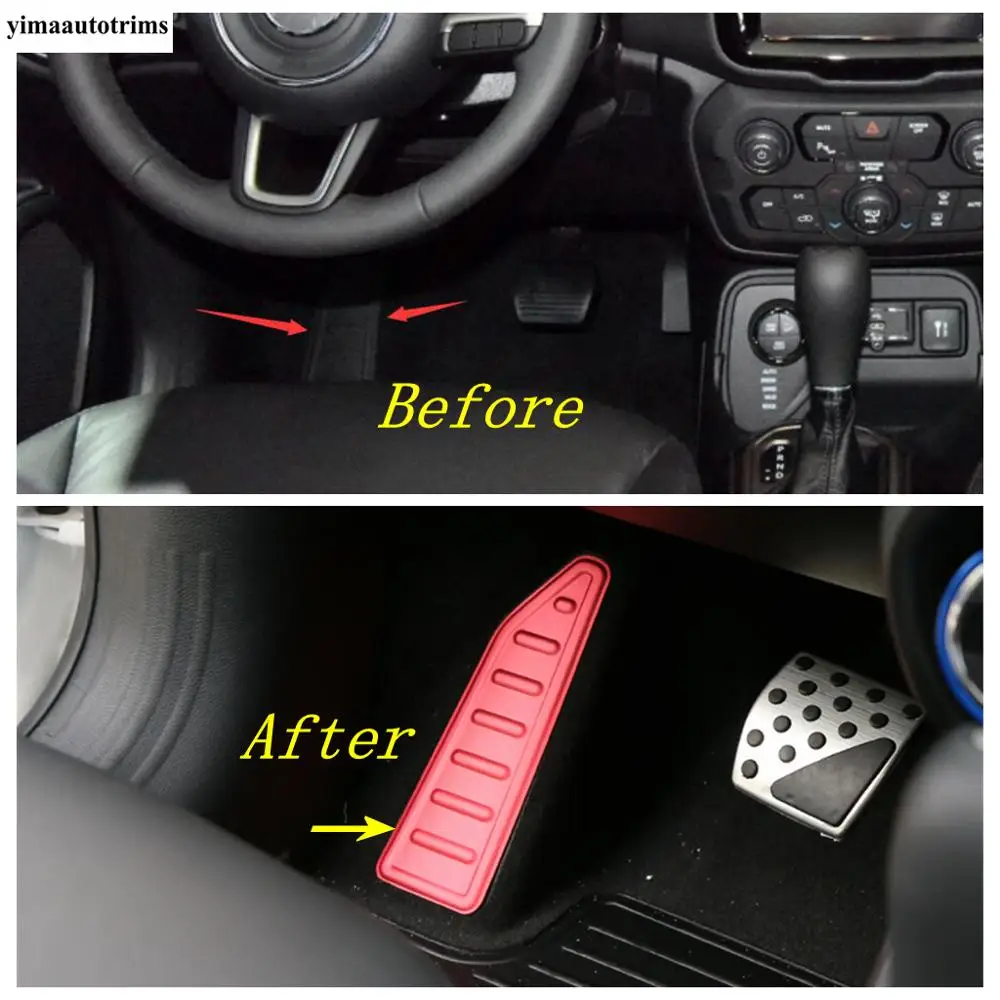 

Car Left Foot Rest Pedal Footrest Non-Slip Pad Panel Protection Cover Trim For Jeep Renegade 2015 - 2020 Red Silver Accessories