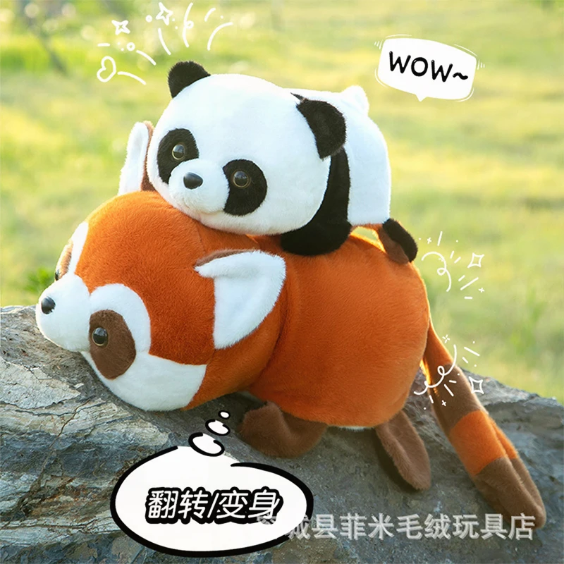 Kawaii knuffel Panda verandert in wasbeer Leuke gevulde pop Grappig knuffeldier Kinderverjaardagscadeau voor kinderen