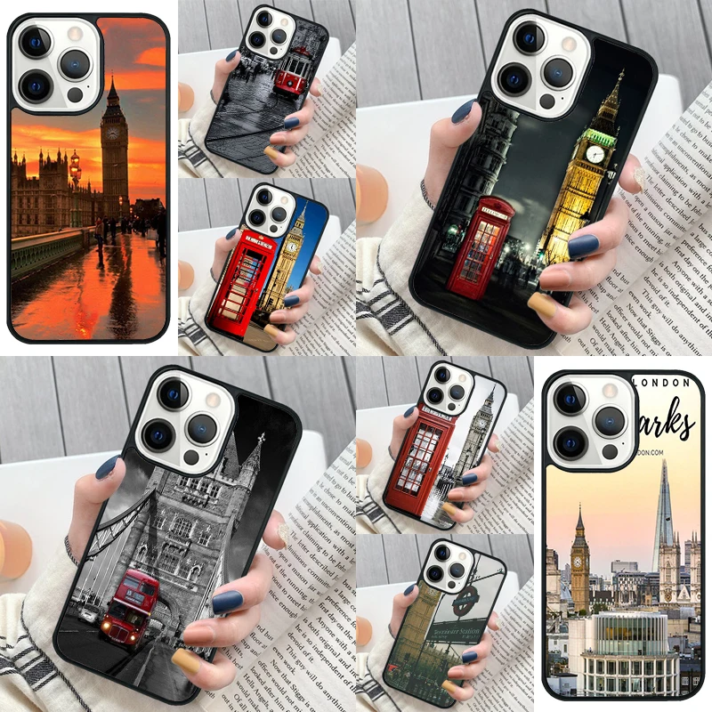 Famous London Landmarks Street Sign Phone Case Cover for iPhone 16 12 mini 11 13 14 15 Pro Max SE 2020 for Apple 7 8 Plus